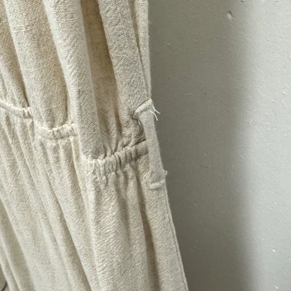 Monteau Los Angeles Linen Blend Ruffle Sleeve Button Front Midi Dress Beige Lg - Image 8
