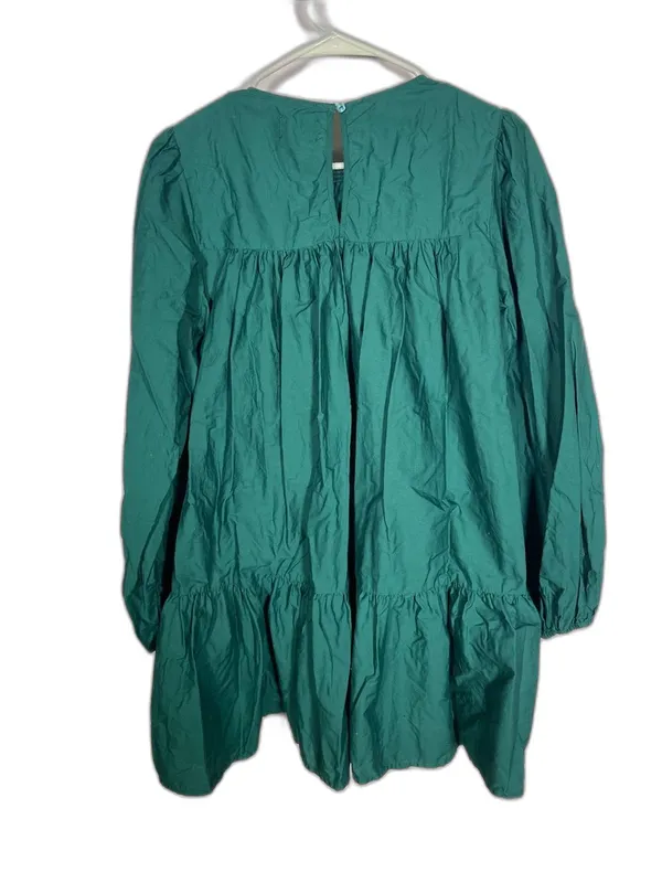 Asos Womens Cotton Shirred Mini Smocked Dress Green 6/Medium - Image 5