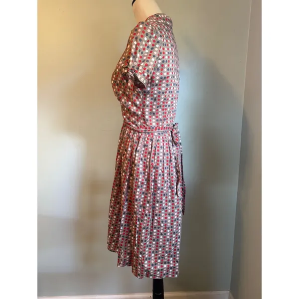 Y2K Polka Dot Wrap Dress Short Sleeve Retro Rockabilly Cotton colorful dainty S - Image 3