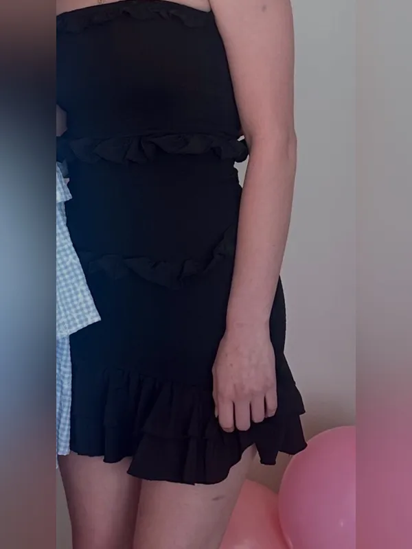 Black Ruffle Mini Dress - Image 2