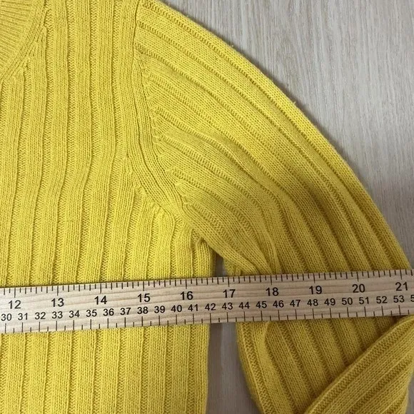 Banana Republic Italian Yarn Ribbed Sweater Womens Small Yellow Merino Cashmere - Image 6