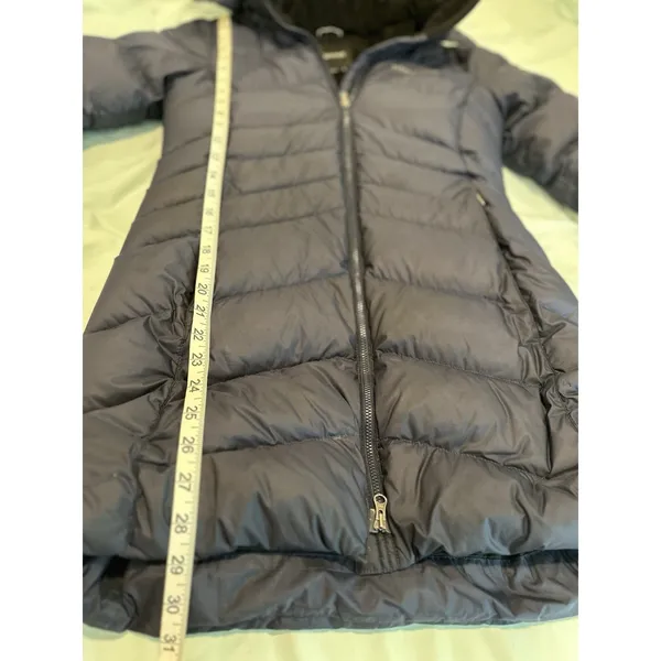 EUC Marmot Sz:XS Navy 700 Down fill Hooded Mid Length Parka Winter Coat Jacket - Image 11