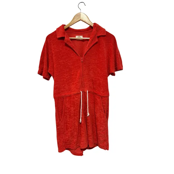Marine Layer Red Terry Out Zip Romper Medium Casual Boho Beach - Image 2