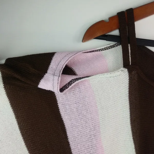 Carly B Neopolitan Cold Shoulder Sweater Top L - Image 6