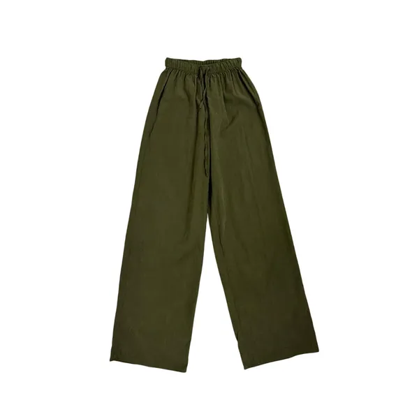 Princess Polly Paigey Flowy Wide Leg Green Drawstring Casual Relaxed Pants 2 - Image 3
