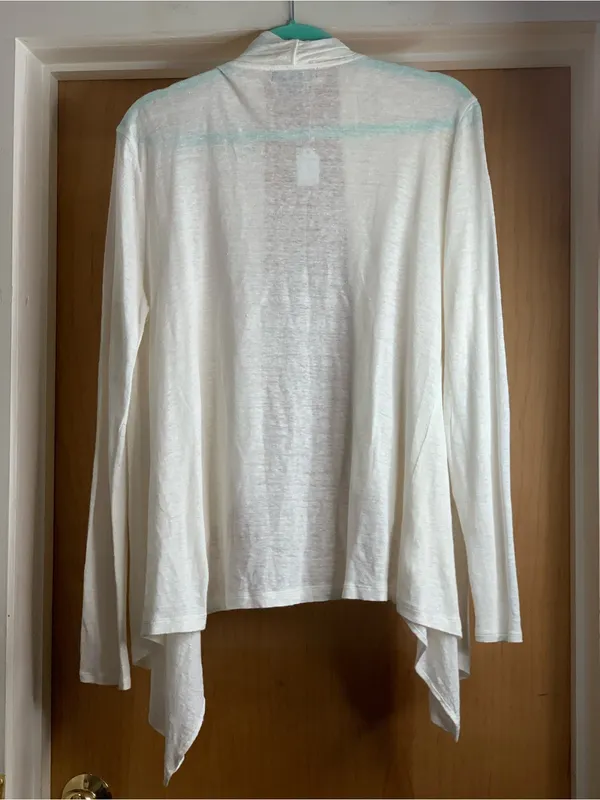Verve Ami Ivory Draped Open-Front Cardigan Size-Medium Coastal Minimalist - Image 3