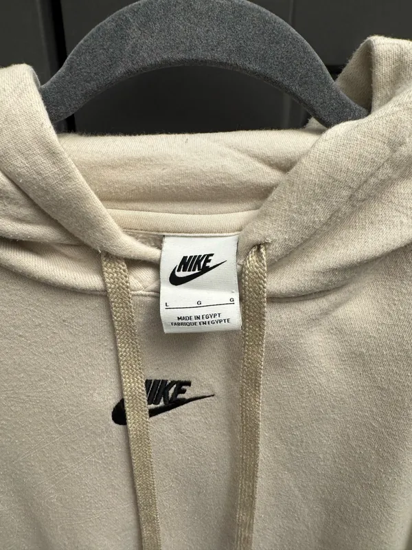 Nike Monogram Hoodie Men Beige Cream Size L - Image 3