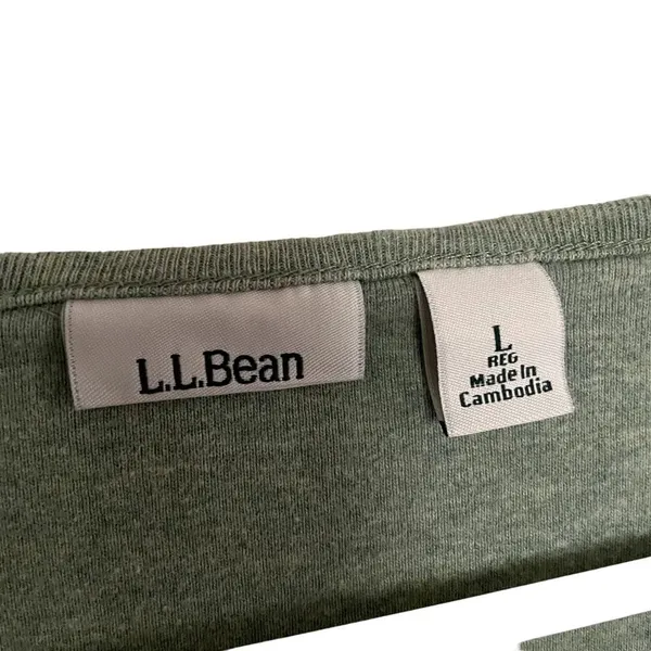 L.L.Bean vintage style cotton 3/4 sleeve crewneck top classic green knit‎ - Image 3