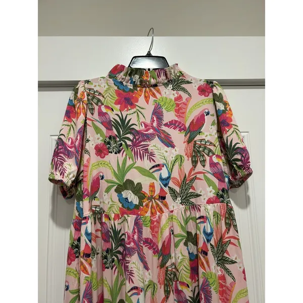 Crown & Ivy Multicolor Floral Tropical Dress Coastal Cruise Beach Modest Large - Image 4
