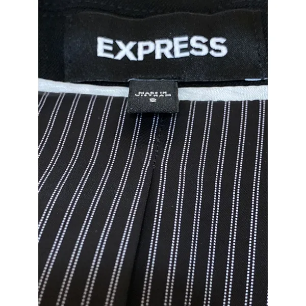 Express Women's Black Long Sleeve Notch Collar One Button Blazer Coat Jacket S - Image 3