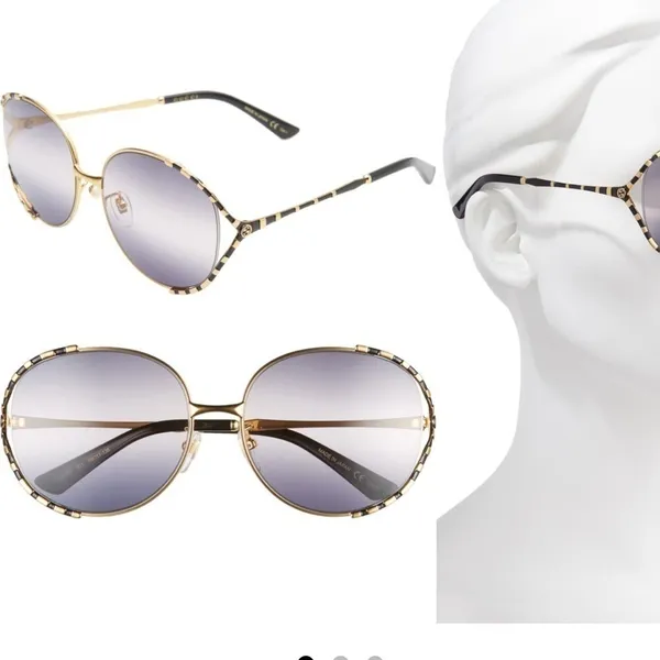 Gucci 59mm Round Sunglasses in Gold/Brown Gradient - Image 2