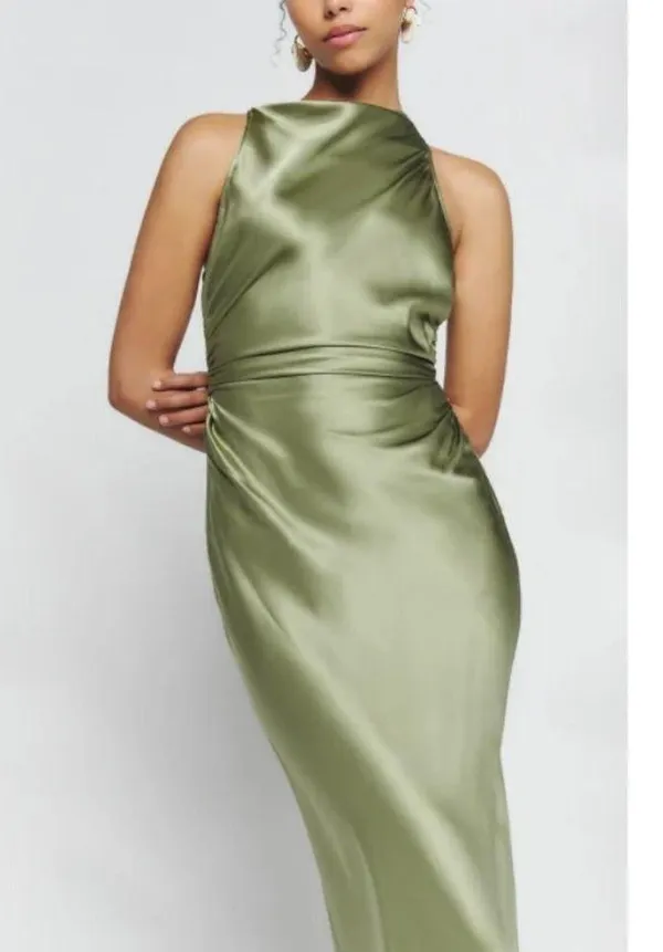 💕REFORMATION💕 Casette Silk Dress ~ Artichoke Green 10 NWT - Image 6