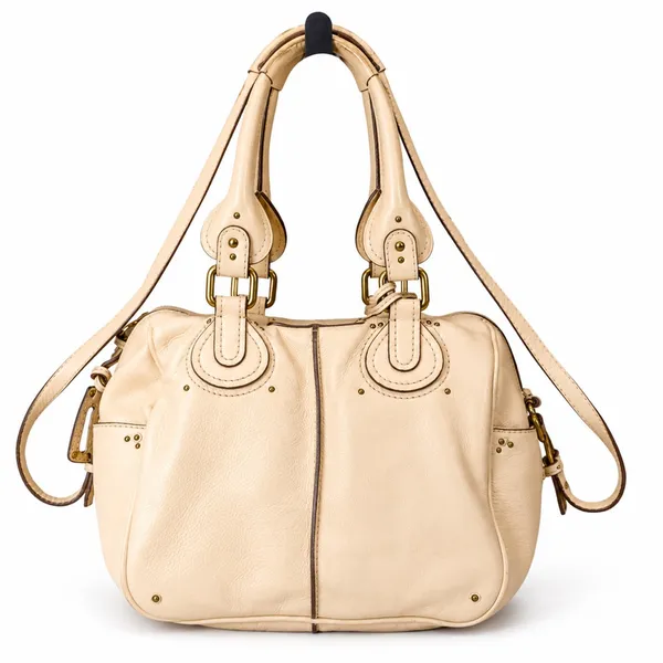 CHLOE PADDINGTON Leather Handbag Beige Cream Crossbody Strap Lock & Key - Image 2
