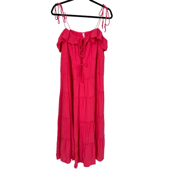 NWT Anthropologie Tiered Ruffle Maxi Dress Pink Size Small Boho Flowy Resortwear - Image 5