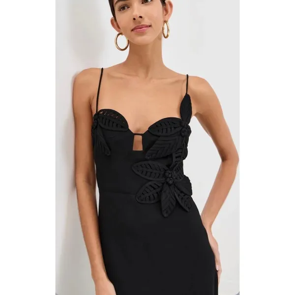 NEW Farm Rio Women’s Black Flowered Bust Midi Dress size XS - Image 2