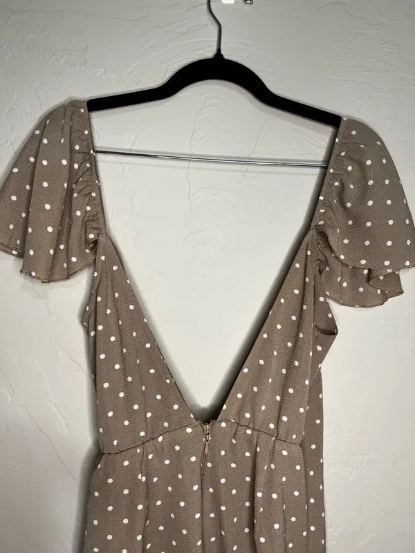 Show Me Your Mumu Elena Brown Polka Dot Faux Wrap‎ Romper - Image 8