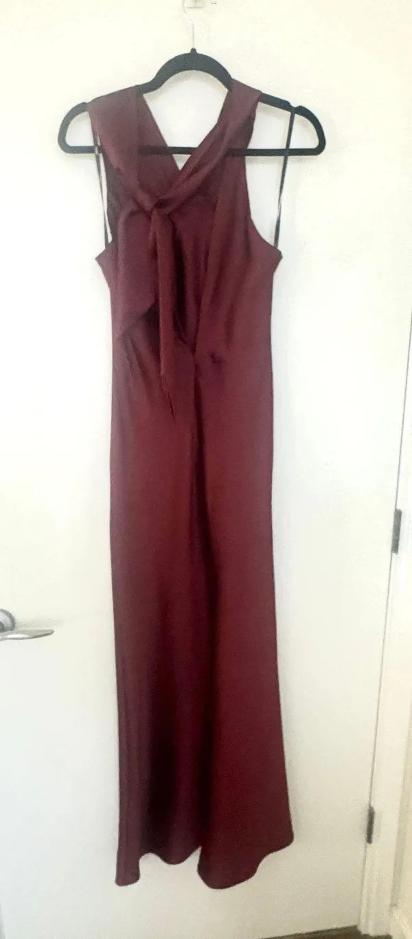 Burgundy Draped twist halter tie back gown Red Size XXS - Image 3