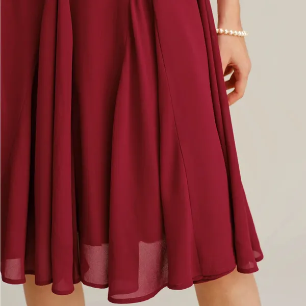 Rihoas Elegant Burgundy Spaghetti Strap Dress - Image 5
