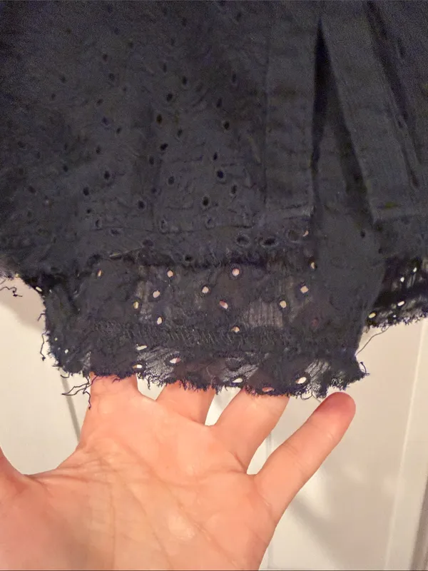 Free People Black Eyelet Button-Down‎ Peasant Blouse medium - Image 7