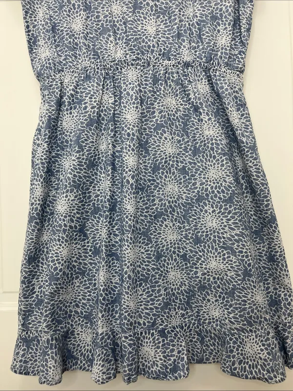 J. Crew Light Blue Denim Floral Printed Faux Wrap Mini Dress - Size Small - Image 12