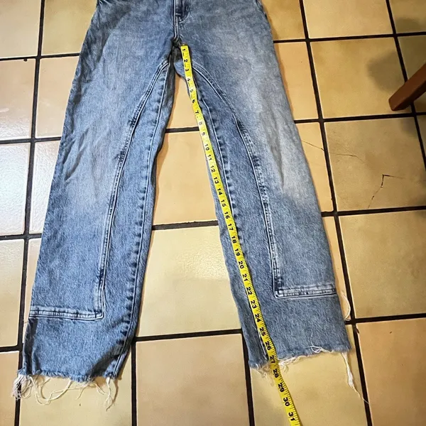 We the Free Risk Taker Jeans Sz 25 Blue Mid Rise Raw Hem Stretch Festival Rodeo - Image 9