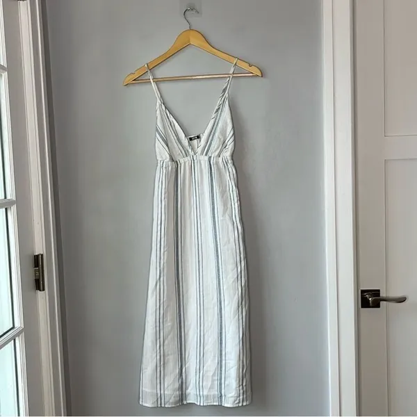 Clayton Gauzy Revolve White Blue Stripe Coastal Harmony Dress - Image 2