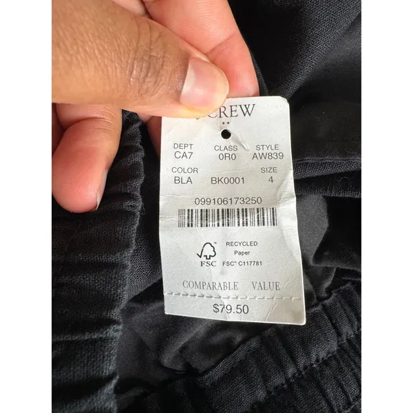 J.Crew‎ Womens Pants Black Linen Cotton Blend Drawstring Basic Lightweight Size 4 - Image 6