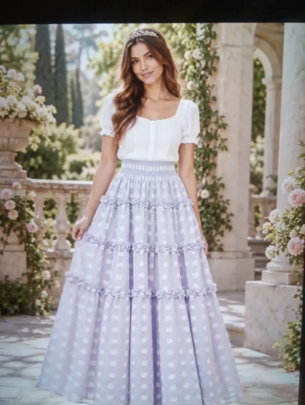 Lulu's Lavender Tiered Floral Maxi Skirt Dress Fairy Halloween Cottage Womens XL - Image 10