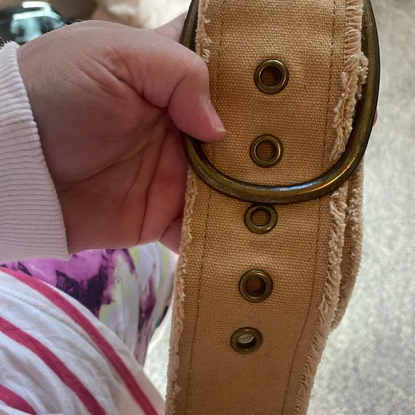 Vintage Y2k sparkling frayed fabric belt in tan - Image 8