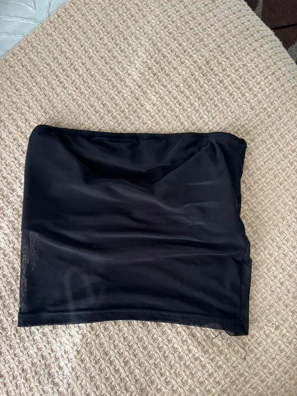 Black Strapless Mesh Top Size XS - Image 3