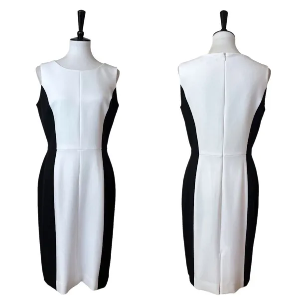 Preston & York Women’s Dress Sheath Classic Black White Color Block Size 8 - Image 10