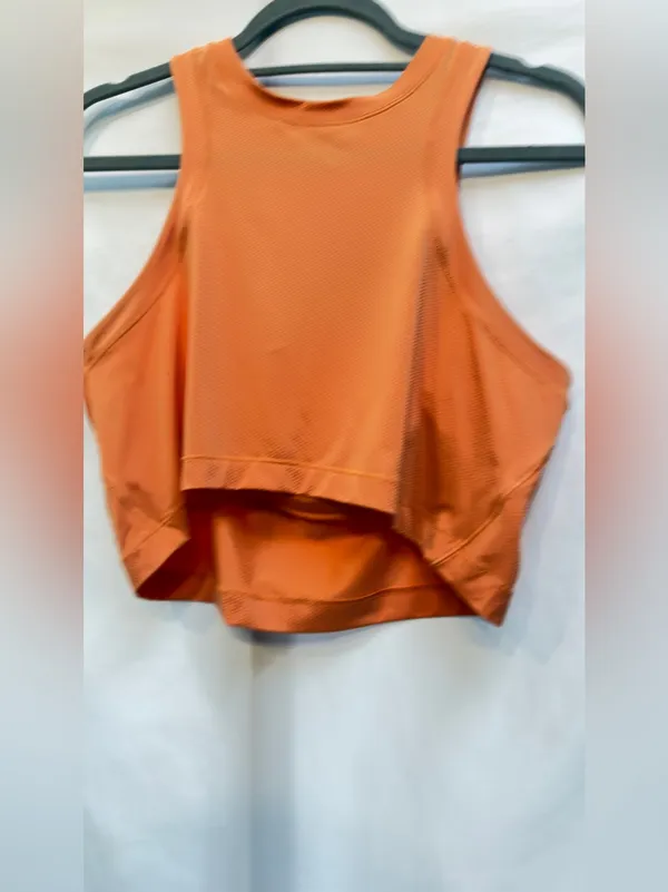 Lululemon Open-Back Cropped Training Tank Top Orange Size 6 - Image 7