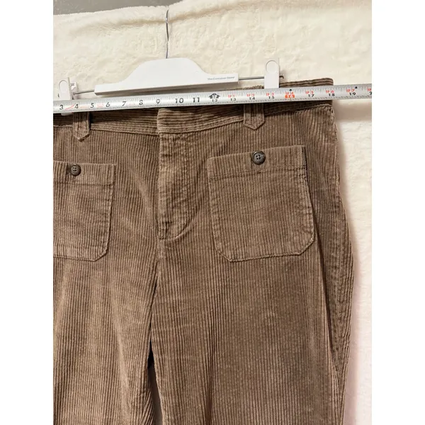 Free People Brown Corduroy Flare Pants Y2K Patch Pocket Boho 70s Style - Image 6