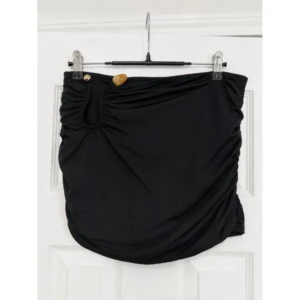 Edikted Black Ruched Cutout Mini Skirt Y2K Bodycon Going Out Clubwear Size M - Image 2