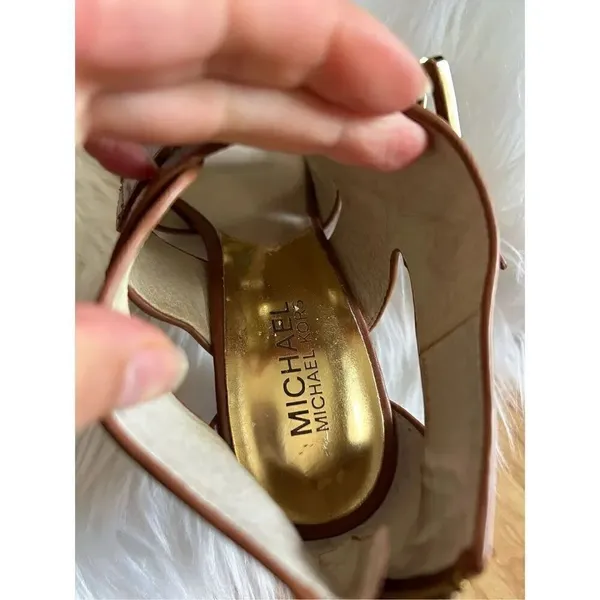 Michael kors brown leather strapped heels size 8.5 - Image 7