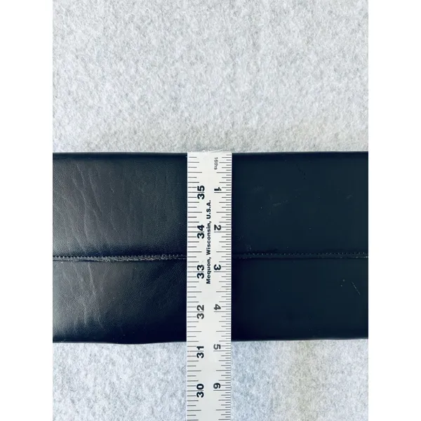 Vintage Black Leather Clutch Purse 1950s 60s made in England Rikes Dayton Ohio - Image 9