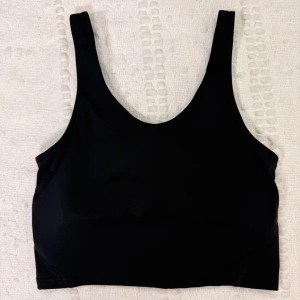 Lululemon Black Cropped‎ Sports Bra Tank Medium Support Scoop Neck Womens Size 4 - Image 2