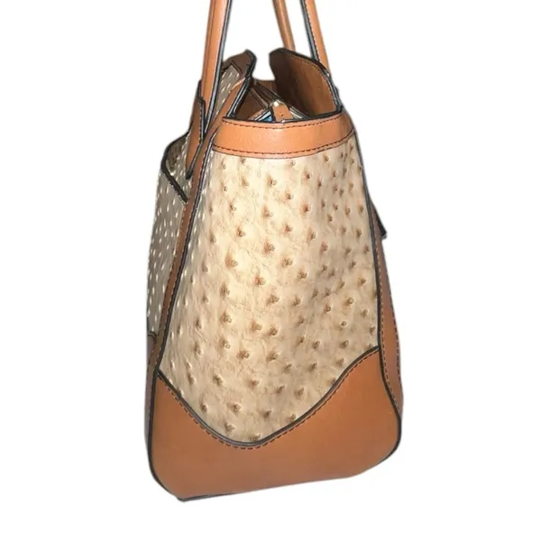 London Fog Tan and Brown ostrich top Women's Bag - Image 5
