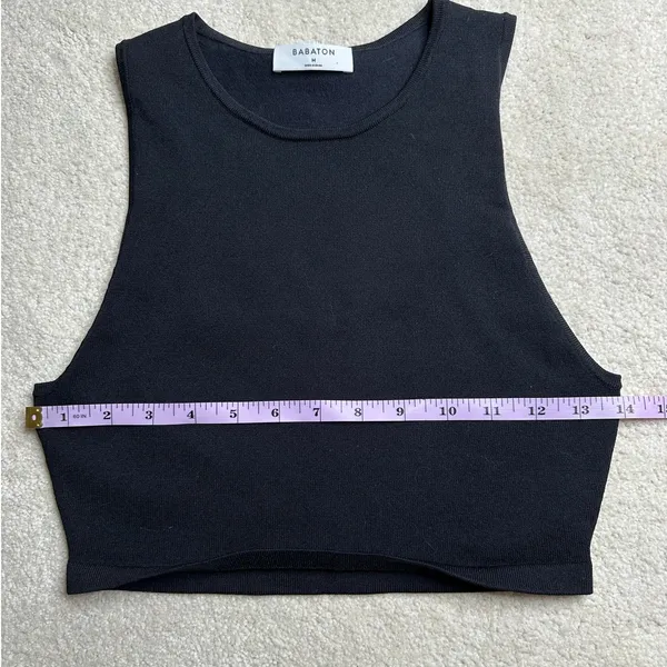 Babaton: Black High Neck Knit Crop Top - Image 5