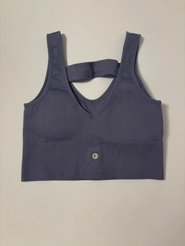 Ribbed Athletic Longline Sports Bra - Image 2
