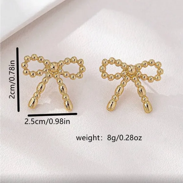 Chic Gold Bow Earrings - Image 5