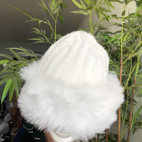 White faux fur beanie snow winter fall hat eskimo, ice princess vibes - Image 4