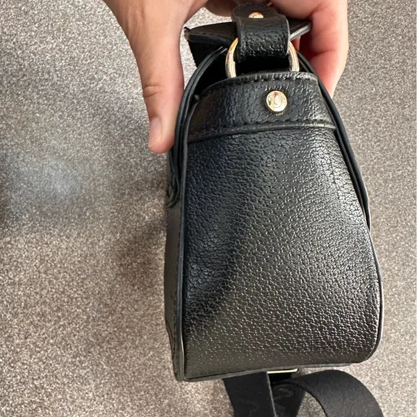 True Religion Black Crossbody Bag, Gold Accent, Adjustable Guitar Strap - Image 4