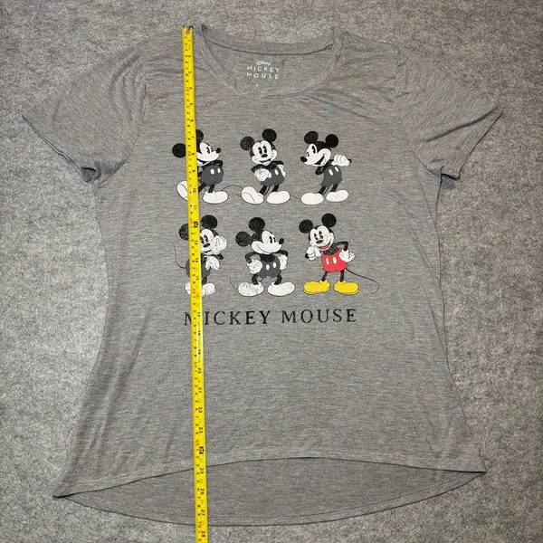 Disney Mickey Mouse XL Graphic T-Shirt Gray Black Cotton Blend - Image 5