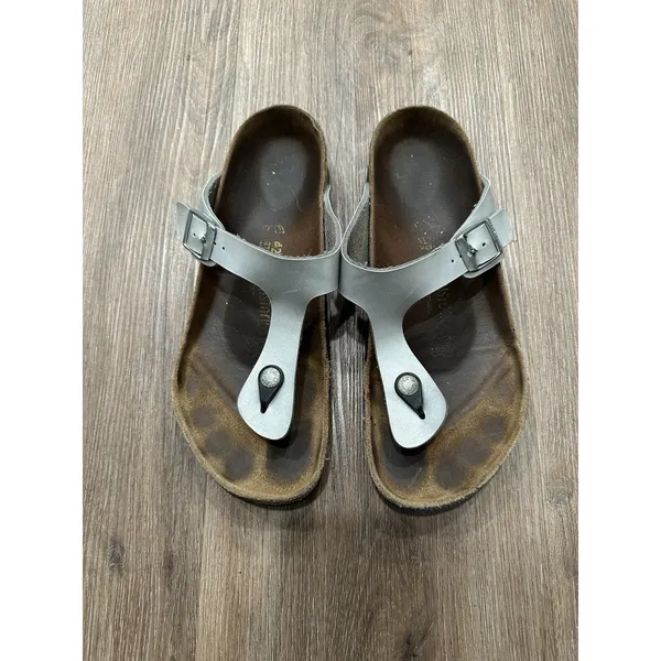 Birkenstock Women‎ Gizeh Icy Metallic Silver Birko-Flor Sandals Sz EU 42 - Image 2