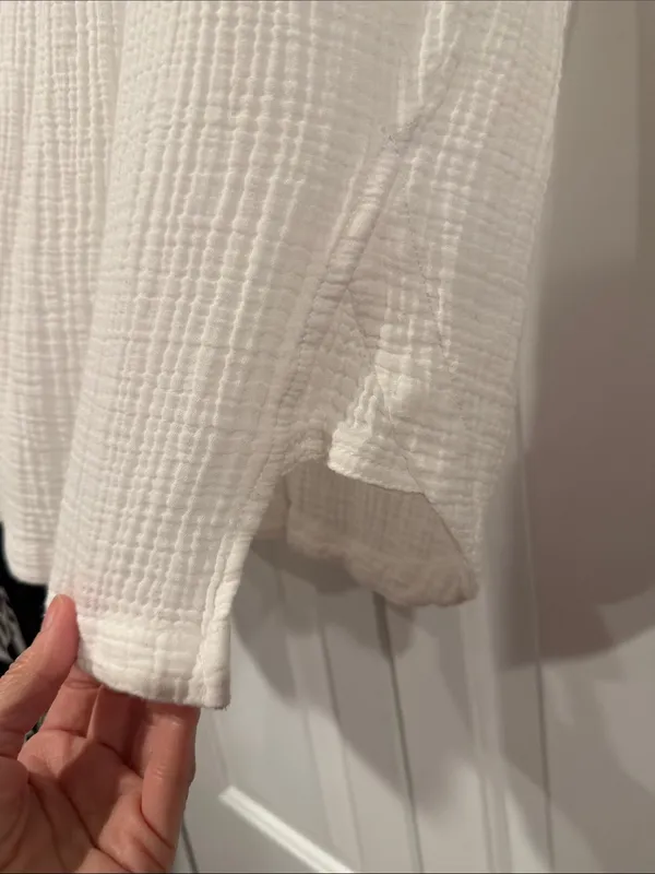 We The Free free people oversized White Button-Down‎ Textured Shirt medium - Image 6