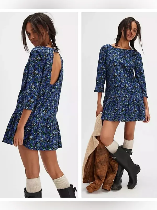 NEW $128 Free People The Avenue Mini Dress Floral Cotton L - Image 2