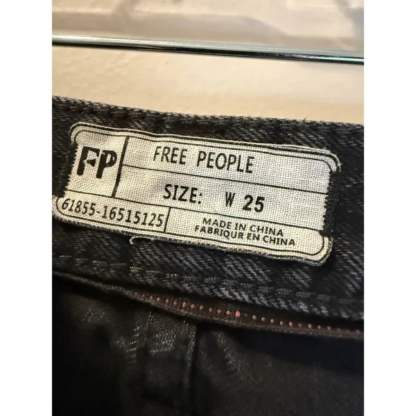Free People Women Black Denim High Rise Frayed Cut Off Shorts Size 25 - Image 2