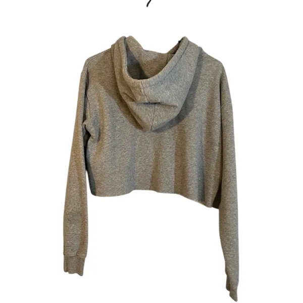 Wild Fable Gray Cut Off Cropped Hooded Cotton Blend Sweatshirt Women Sz S - Image 2