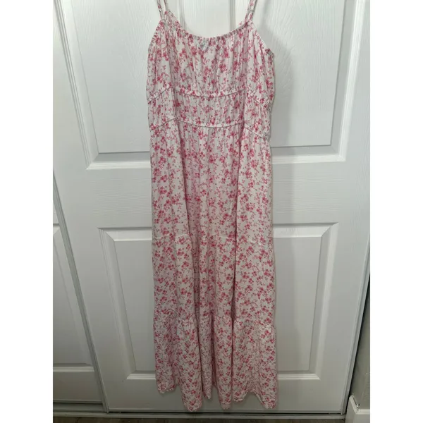 AND NOW THIS Floral Maxi Dress Sundress Sleeveless Pink White XL‎ Cottagecore - Image 6